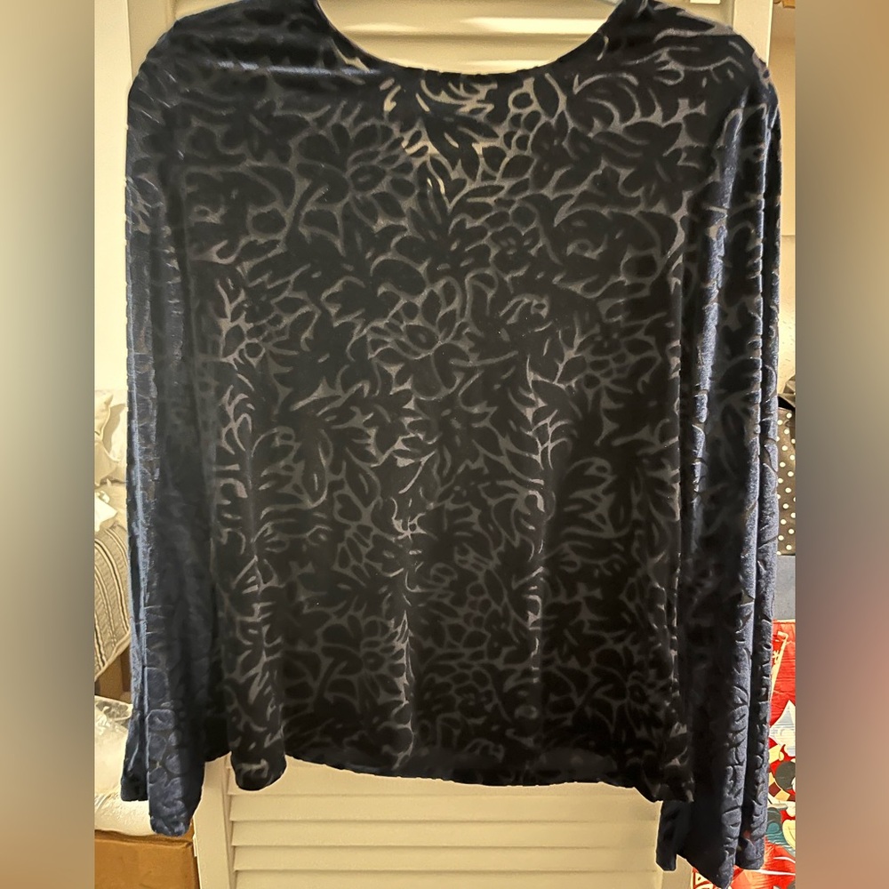 Banana Republic Elegant Blue Floral Velvet Top